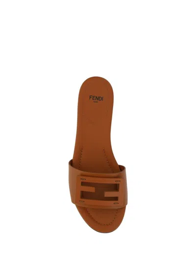 Shop Fendi Sandals In Cuoio Bag+cuoio Bag