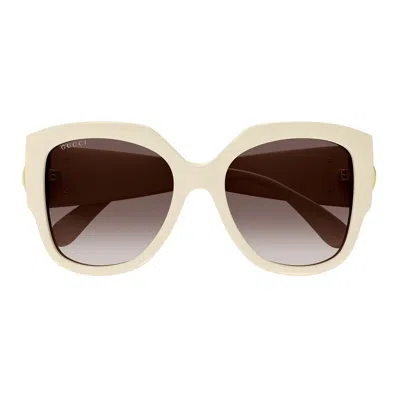 Shop Gucci Eyewear Sunglasses In Ivory