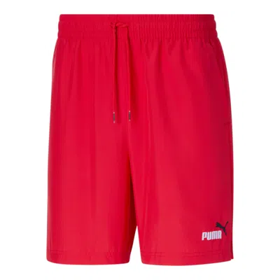 Shop Puma Men's Essentials Woven Shorts In Red