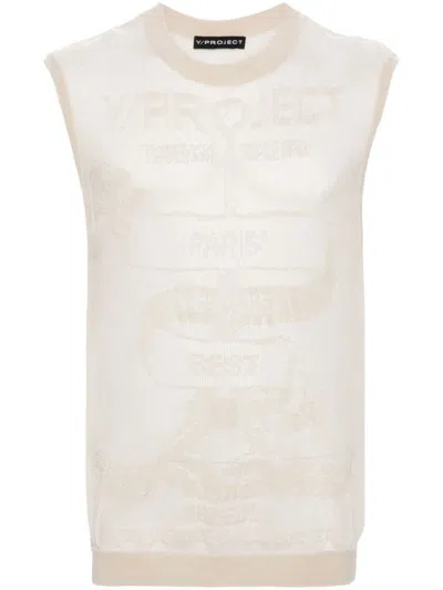 Shop Y/project Semi-transparent Sleeveless Paris Shirt In Nude & Neutrals