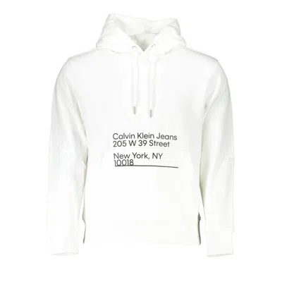 Shop Calvin Klein Chic White Hooded Sweatshirt With Logo Print