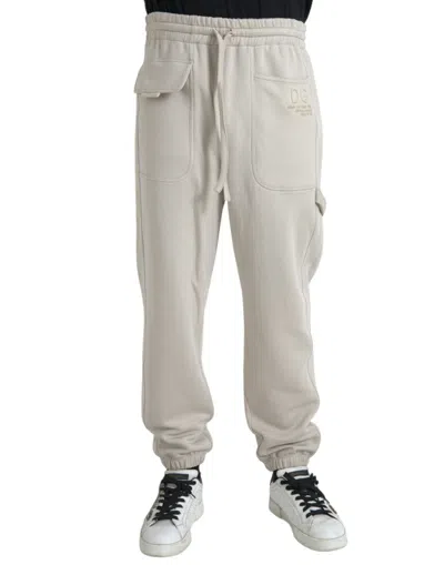 Shop Dolce & Gabbana Off White Viscose Cargo Jogger Sweatpants Pants