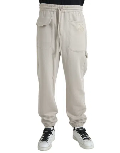 Dolce & Gabbana Off White Viscose Cargo Jogger Sweatpants Pants In White