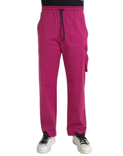 Shop Dolce & Gabbana Pink Logo Cargo Cotton Jogger Sweatpants Pants