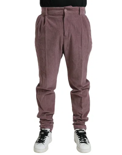 Shop Dolce & Gabbana Purple Corduroy Cotton Stretch Skinny Pants