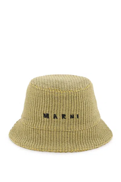 Shop Marni Raffia Effect Bucket Hat In Green
