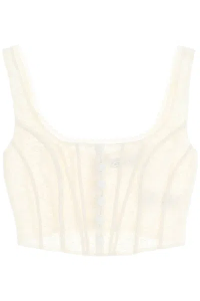 Shop Self-portrait Lace Top Corset With In White