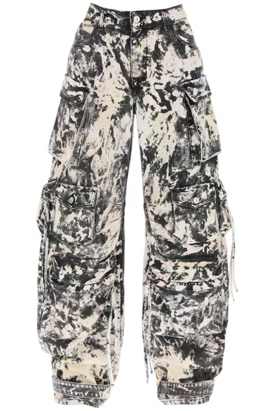 Shop Attico Fern Stained-effect Cargo Jeans In Grey