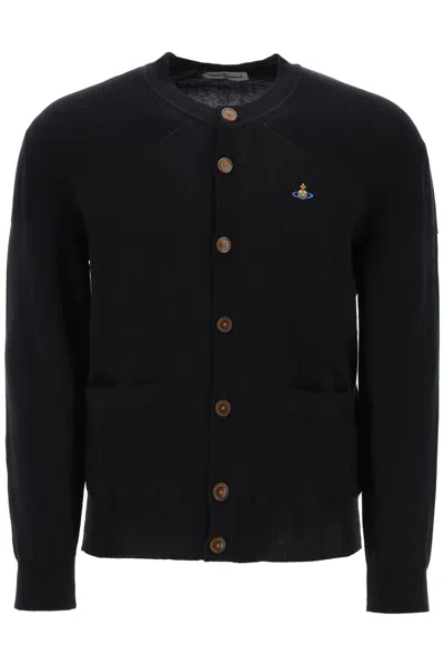 Shop Vivienne Westwood Edround-neck Cardigan In Black