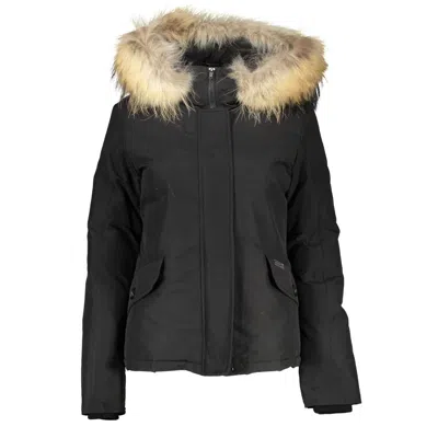 Shop Woolrich Black Cotton Jackets & Coat