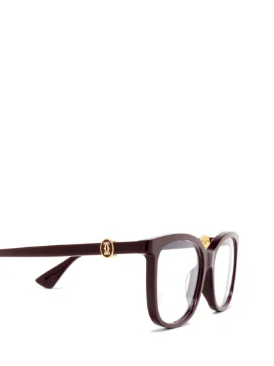 Shop Cartier Eyeglasses In Burgundy