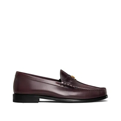 Shop Celine Triomphe Loafers In Red