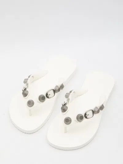 Shop Balenciaga Cagole Thong Sandals In White