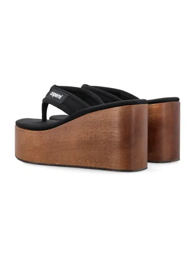 Shop Coperni Wedge Thong Sandal In Black Brown