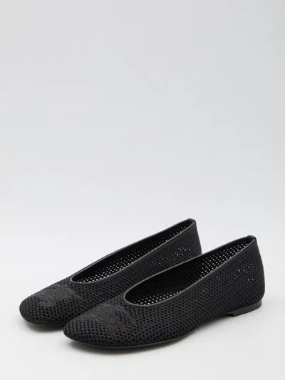 Shop Burberry Mesh Fabric Ballerinas In Black