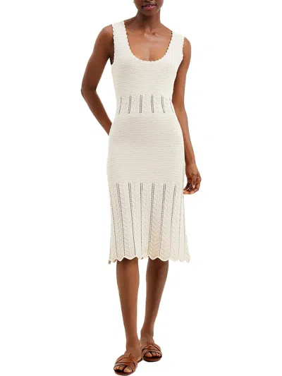 Shop French Connection Womens Crochet Knee-length Sweaterdress In White
