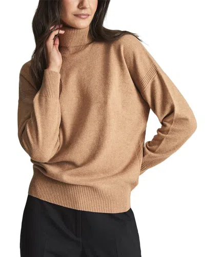 Shop Reiss Nova Knitted Roll Neck Wool-blend Sweater In Brown