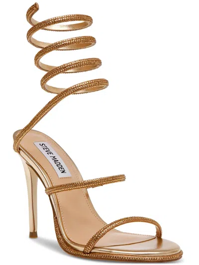 Steve Madden Women's Exotica Embellished High Heel Wrap Sandals In Gold