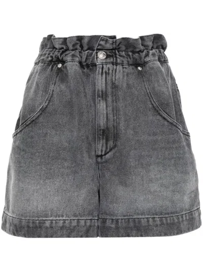 Shop Isabel Marant Titea Denim Shorts In Grey
