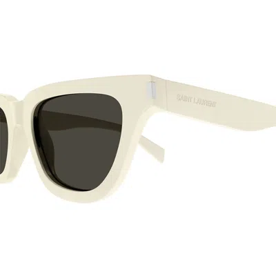 Shop Saint Laurent Eyewear Sunglasses In Ivory