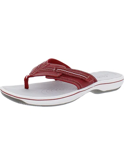 Shop Cloudsteppers By Clarks Brinkley Jazzh Womens Toe-post Cushioned Footbed Flip-flops In Red