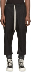 Rick Owens Black Cropped Drawstring Trousers