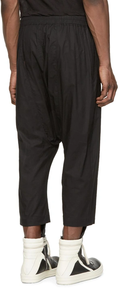 Shop Rick Owens Black Cropped Drawstring Trousers