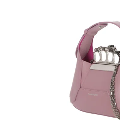 Shop Alexander Mcqueen Jewelled Mini Bag In 粉色的