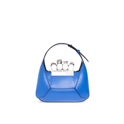 Shop Alexander Mcqueen Jewelled Mini Bag In 蓝色的
