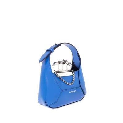 Shop Alexander Mcqueen Jewelled Mini Bag In 蓝色的