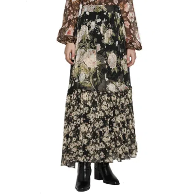 Shop Alessia Zamattio Mughetto Floral Silk Skirt In 黑色的