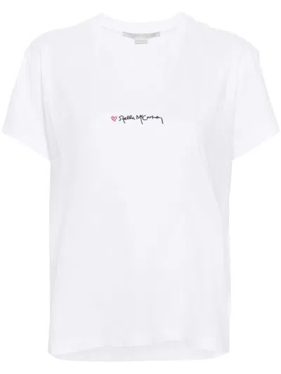 Shop Stella Mccartney Embroidered Logo T-shirt Clothing In White