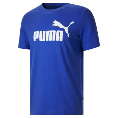 Shop Puma Men's Essentials Logo Tee In Blue
