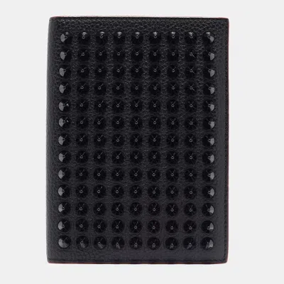 Shop Christian Louboutin Leather Empire Spikes Passport Holder In Black