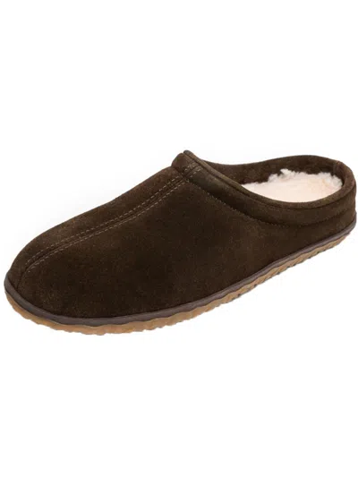 Shop Minnetonka Taylor Mens Suede Slip On Clog Slippers In Gold