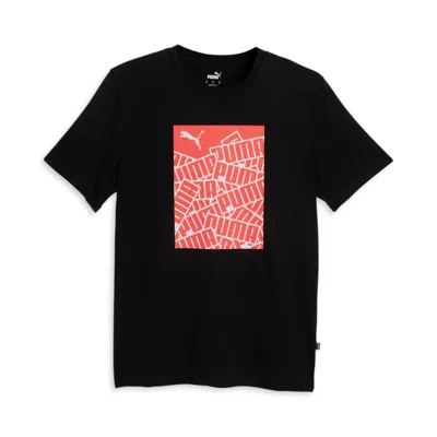 Shop Puma Men's Stacked Box Tee In Black