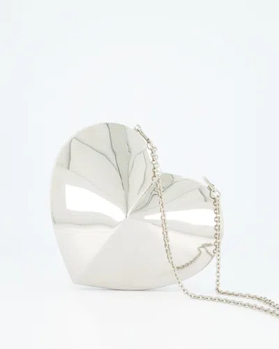 Shop Alaïa Alaia Le Coeur Heart-shaped Leather Cross-body Bag Rrp £2560 In Silver