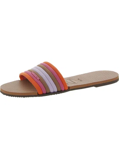 Shop Havaianas Alpargatas Slides Womens Slip On Flat Slide Sandals In Multi