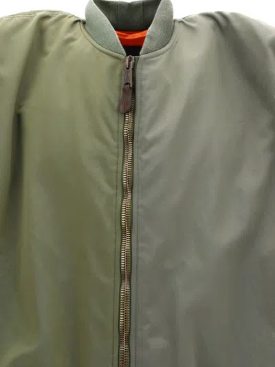 Shop Balenciaga "double Sleeve" Bomber Jacket In Green