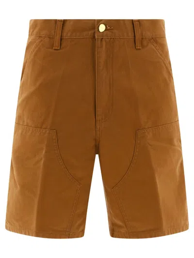 Shop Carhartt Wip "double Knee" Shorts In Brown