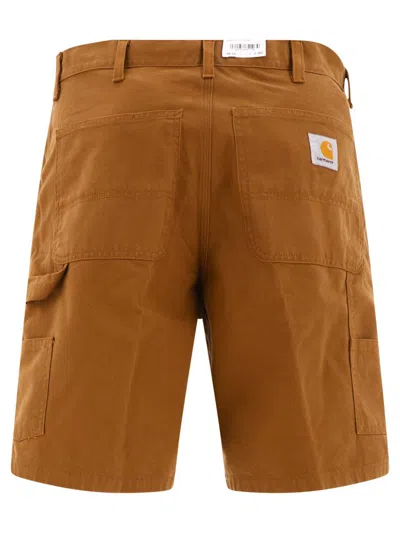 Shop Carhartt Wip "double Knee" Shorts In Brown
