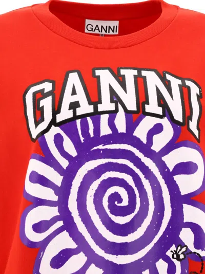 Shop Ganni "magic Power" Sweatshirt In Red