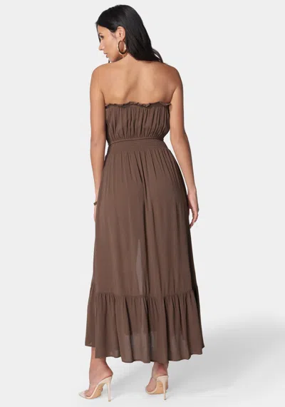 Shop Bebe Strapless Maxi Dress In Sand