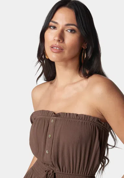Bebe Strapless Maxi Dress In Sand