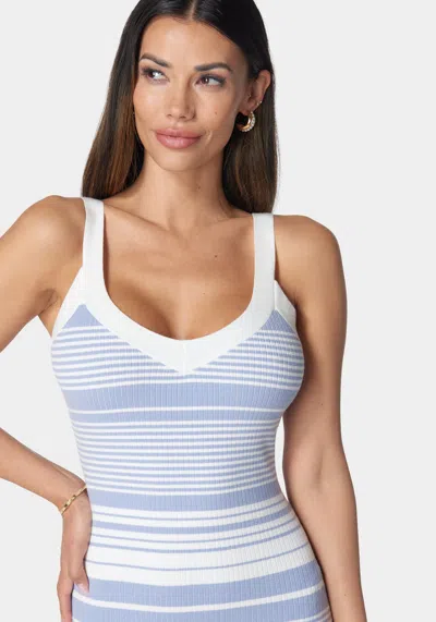 Bebe Striped Sweater Midi Dress In Blue,white