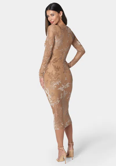 Shop Bebe Burnout Midi Dress In Nude
