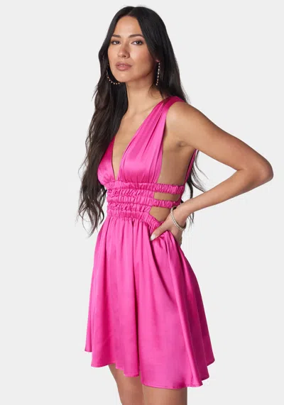 Bebe Elastic Waist Skater Dress In Hot Pink