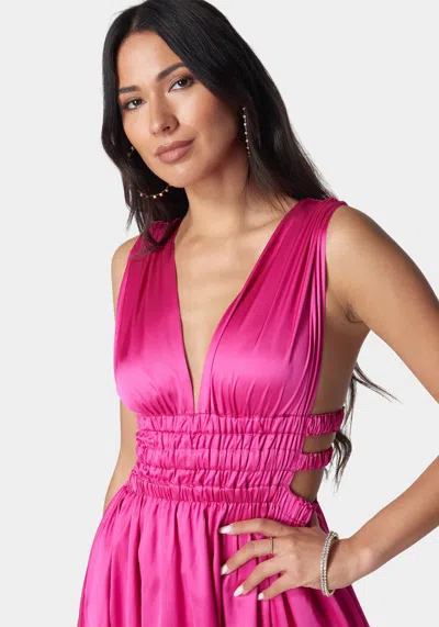 Bebe Elastic Waist Skater Dress In Hot Pink