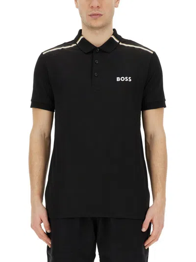 Shop Hugo Boss Boss Polo With Logo In Black