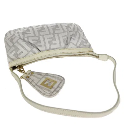 Shop Fendi Zucca White Canvas Shoulder Bag ()